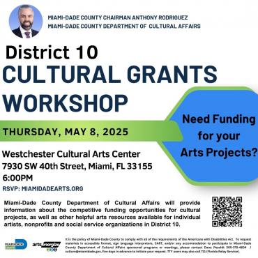 Cultural Grants Workshop for Arts Groups, Artists and Nonprofit Community Organizations