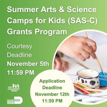 Apply for the Summer Arts & Science Camps for Kids (SAS-C) Grants Program